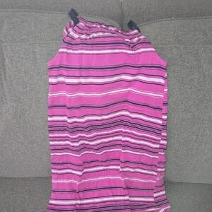 Lands' End Kids Pink and Navy Striped Dress 7/8